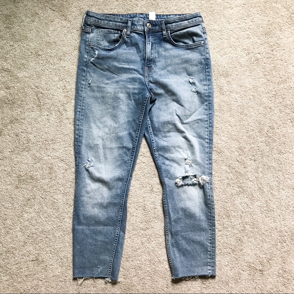 H&M girlfriend jeans coupe distressed 30 medium